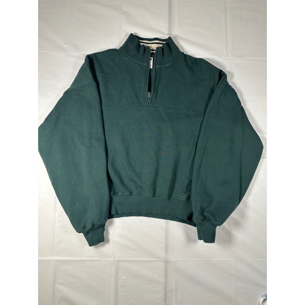 Victorias Secret PINK Quarter Zip Sweatshirt Forest Green Cropped Pullover L